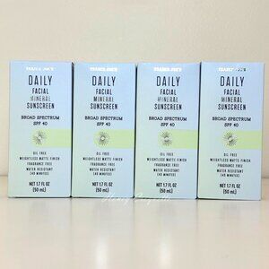 4 X Trader Joe's Daily Facial Mineral Sunscreen SPF 40 - Exp 06/2027